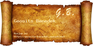 Geosits Benedek névjegykártya